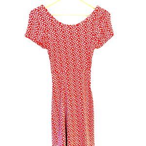 Red floral skater dress with scoop back